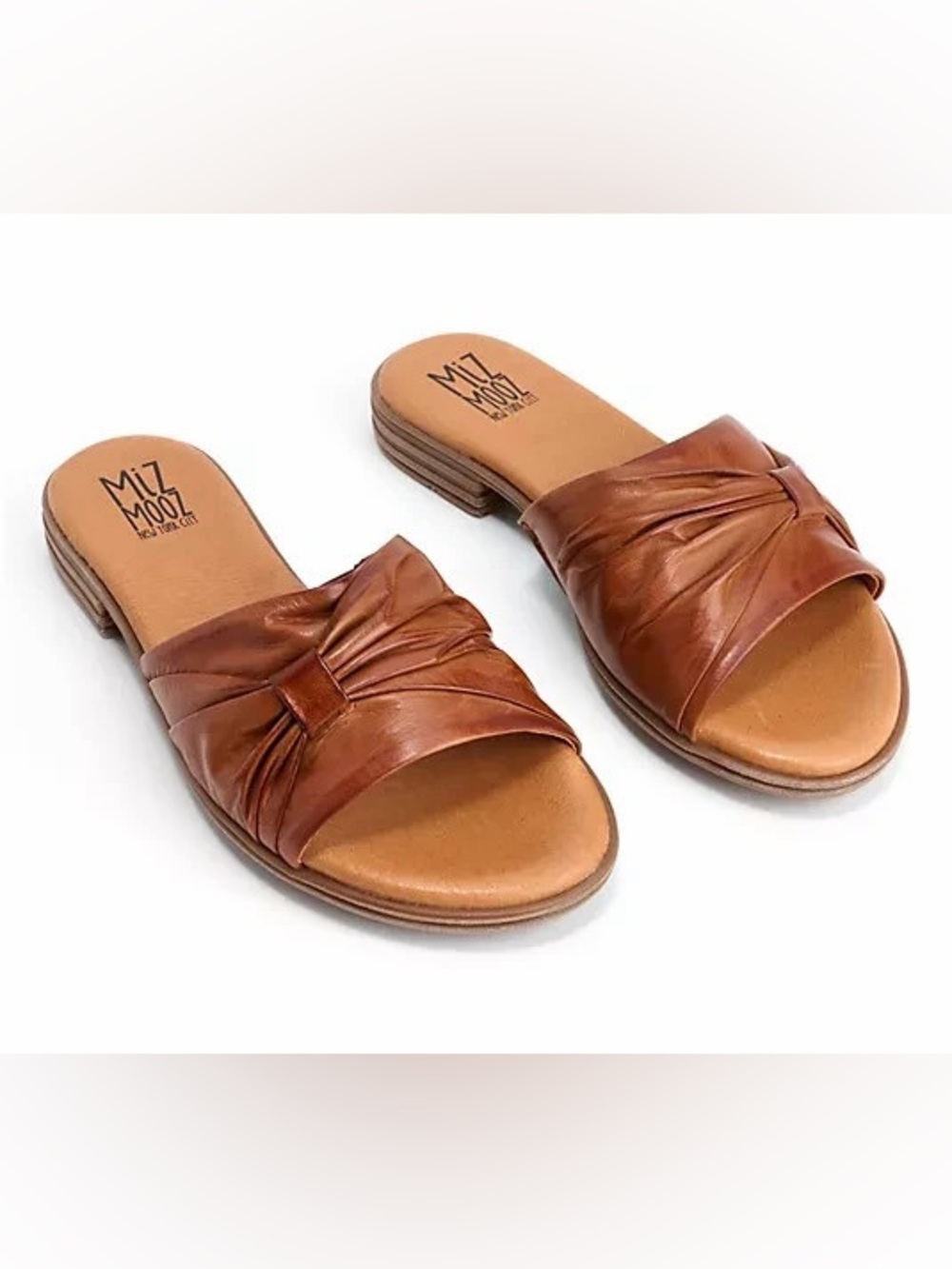 NWOT Miz Mooz Women's Brown Leather Slide Sandals